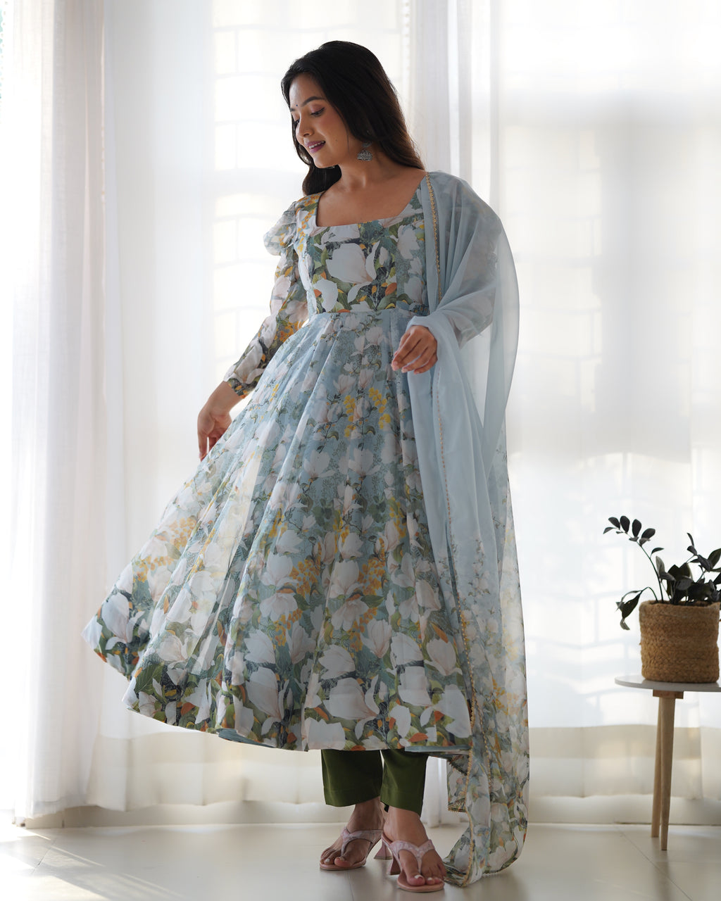 Premium Soft Organza Silk Anarkali Suit Set with Dupatta