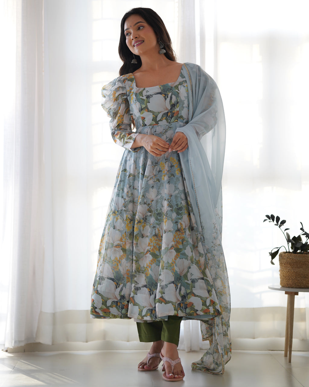 Premium Soft Organza Silk Anarkali Suit Set with Dupatta