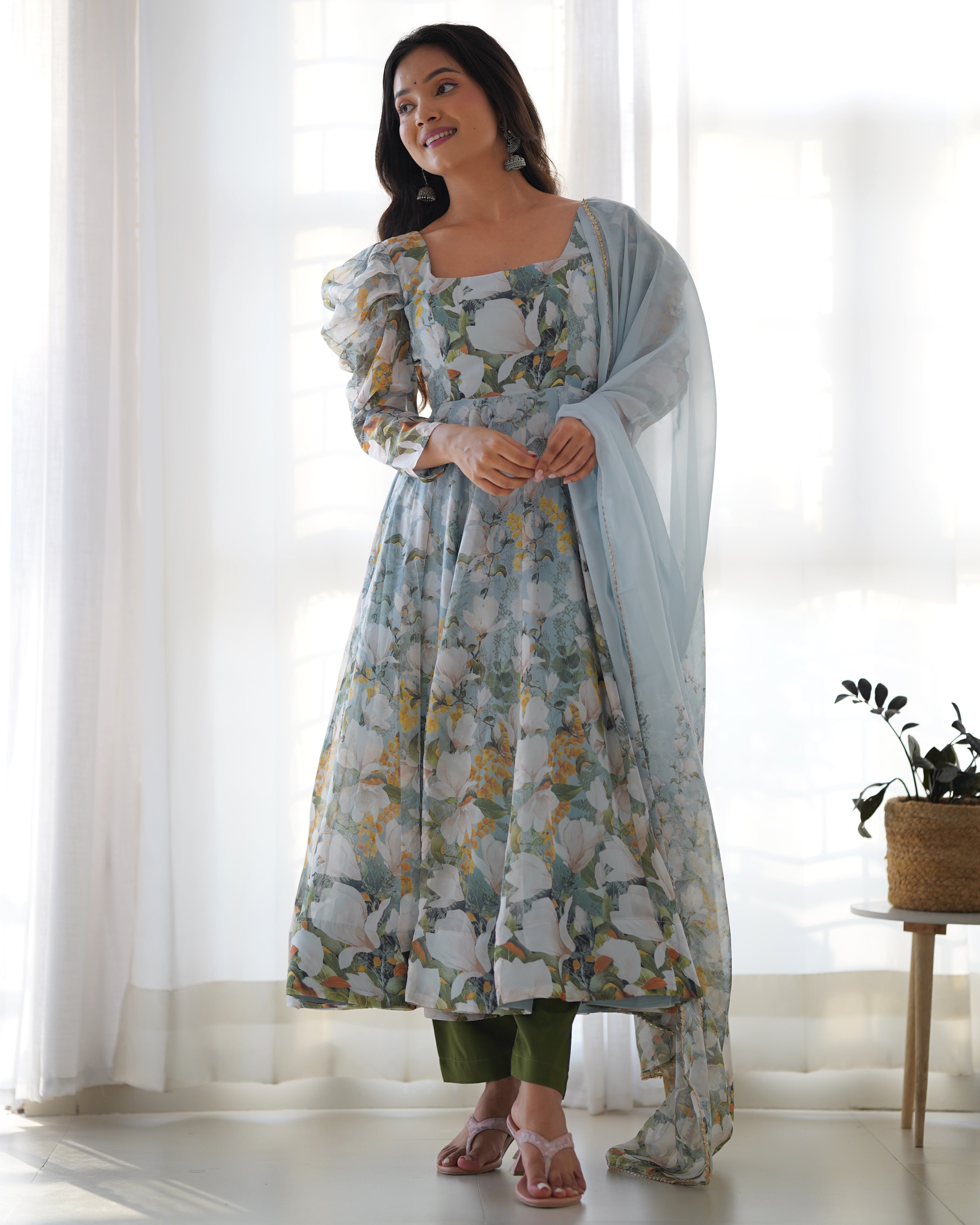 Premium Soft Organza Silk Anarkali Suit Set with Dupatta