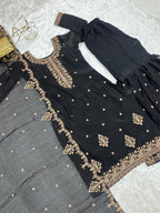 Elegant Embroidered Soft Crunchy Silk Sharara Suit Set with Dupatta