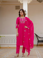 Elegant Pink Embroidered Ethnic Kurta Set for Women