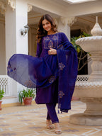 Designer Embroidered Mango Silk Suit Set for Women