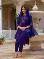 Designer Embroidered Mango Silk Suit Set for Women