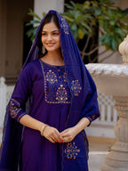Designer Embroidered Mango Silk Suit Set for Women
