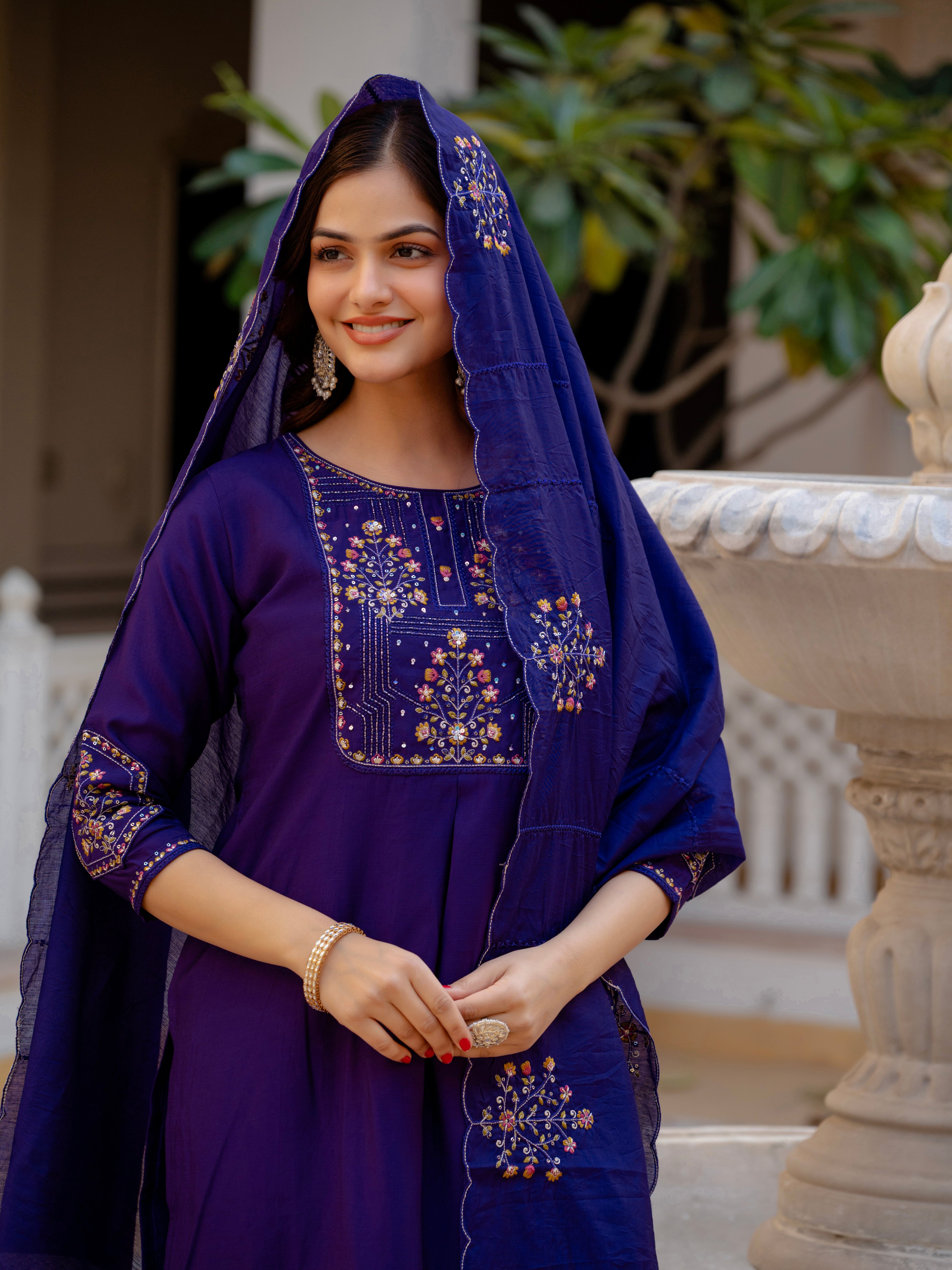Designer Embroidered Mango Silk Suit Set for Women