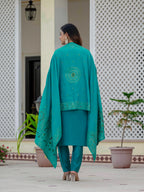 Very Attractive Firozi Premium Roman Silk Suit Set