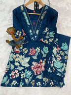 Premium Blue Pure Cotton Floral Co-ords Set