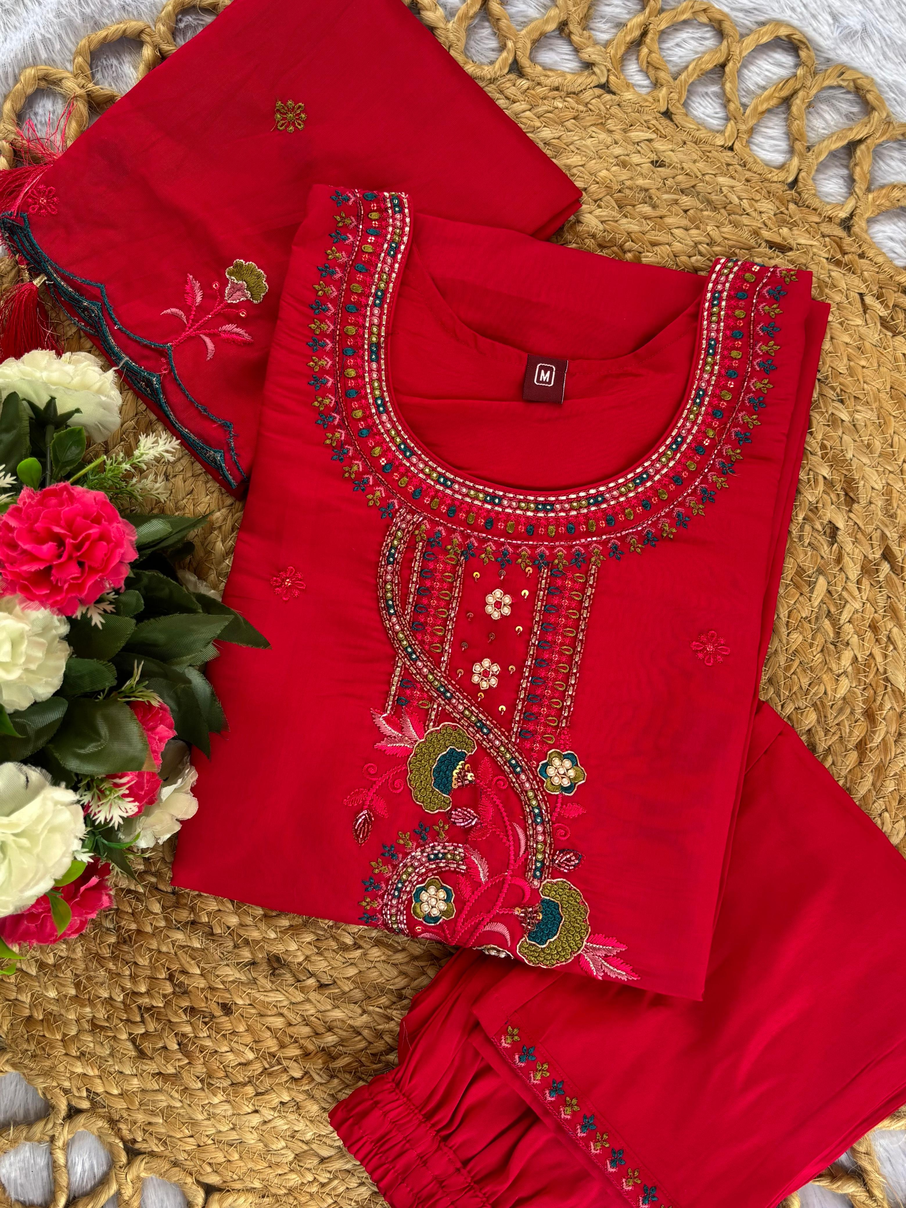 Classic Roman Silk Festive Wear for Women Suit Set