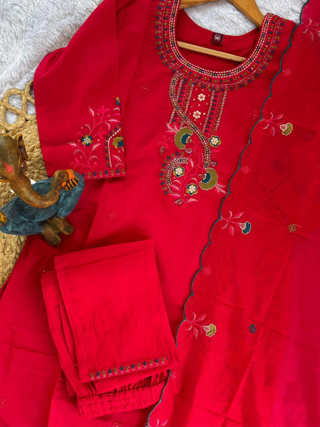 Classic Roman Silk Festive Wear for Women Suit Set