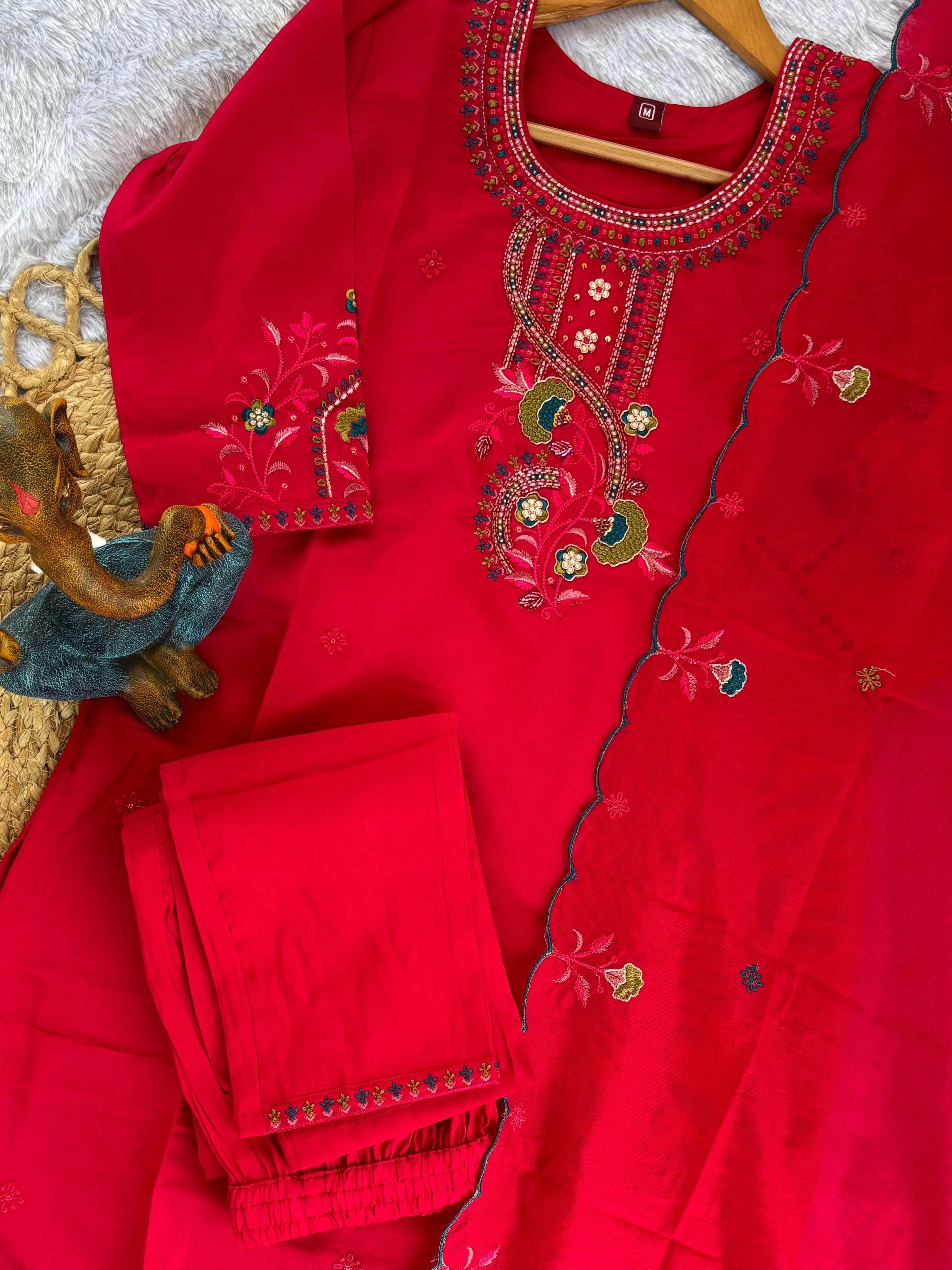 Classic Roman Silk Festive Wear for Women Suit Set
