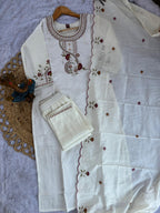 Luxury Roman Silk Floral Embroidered Dress with Dupatta