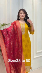 Designer Pure Banarasi Jacquard Weaving Suit Set with Dupatta