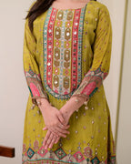 Pista Shanti Chinon Anarkali Kurti Palazzo Set with Chiffon Dupatta