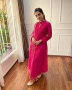 VERY ATTRACTIVE PINK PURE COTTON EMBROIDERY SUIT SET