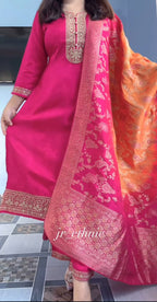 Very Beautiful Designer Pure Banarasi Jequard Wiving Suit Set
