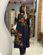 Elegant Rose Embroidery Jaipuri Cotton Suit Sets