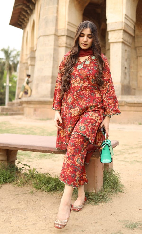 SOMIYA Women’s Pure Cotton Printed Suit Set with Dupatta