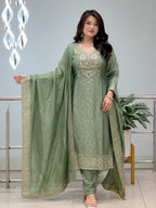 Banarasi Silk Suit Set with Handwork Dupatta for Women