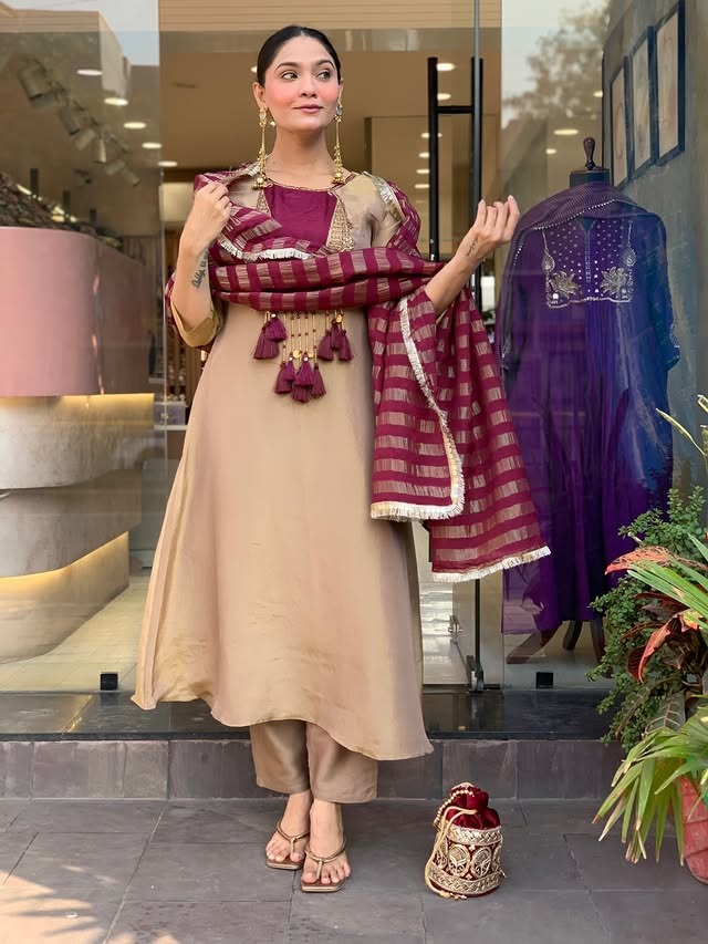 Premium Soft Silk Blend Embroidered Kurta Set with Designer Dupatta