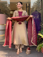 Premium Soft Silk Blend Embroidered Kurta Set with Designer Dupatta