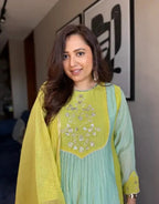 Premium Mul Cotton Embroidered Anarkali Suit Set