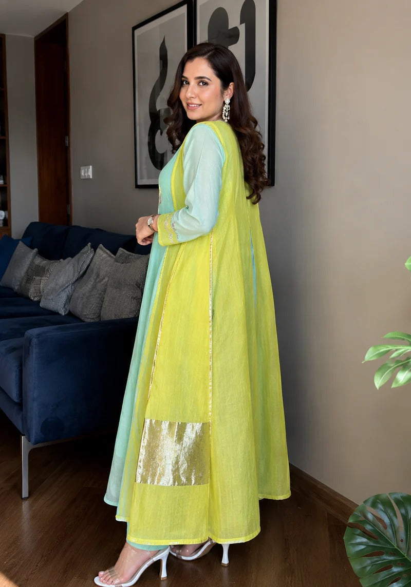 Premium Mul Cotton Embroidered Anarkali Suit Set