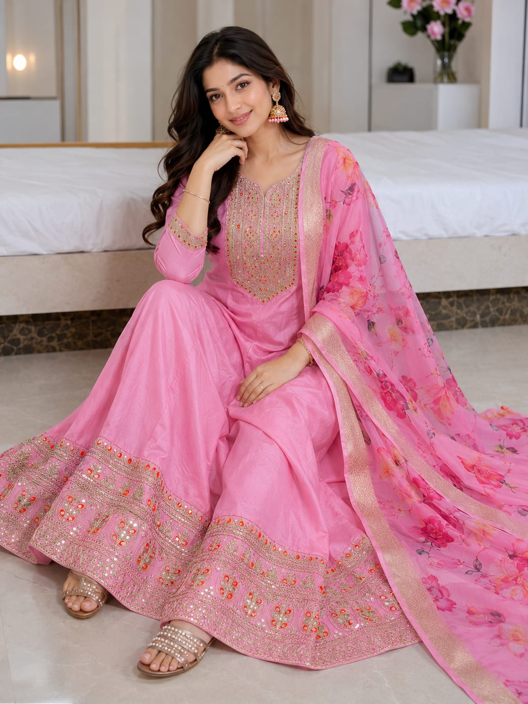 Very Beautiful Magic Silk Anarkali Suit Set