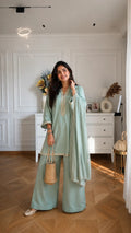 Natasa Inspired Embroidered Kurta Palazzo Set
