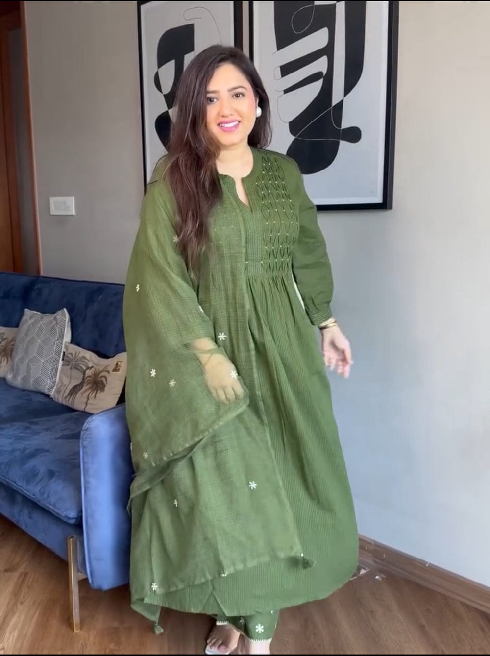 VERY GRACEFUL PURE MUL COTTON EMBROIDERY SUIT SET