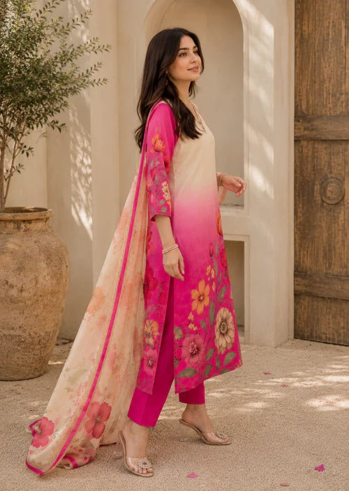 Elegant Floral Suit Set with Heavy Fancy Hand Work