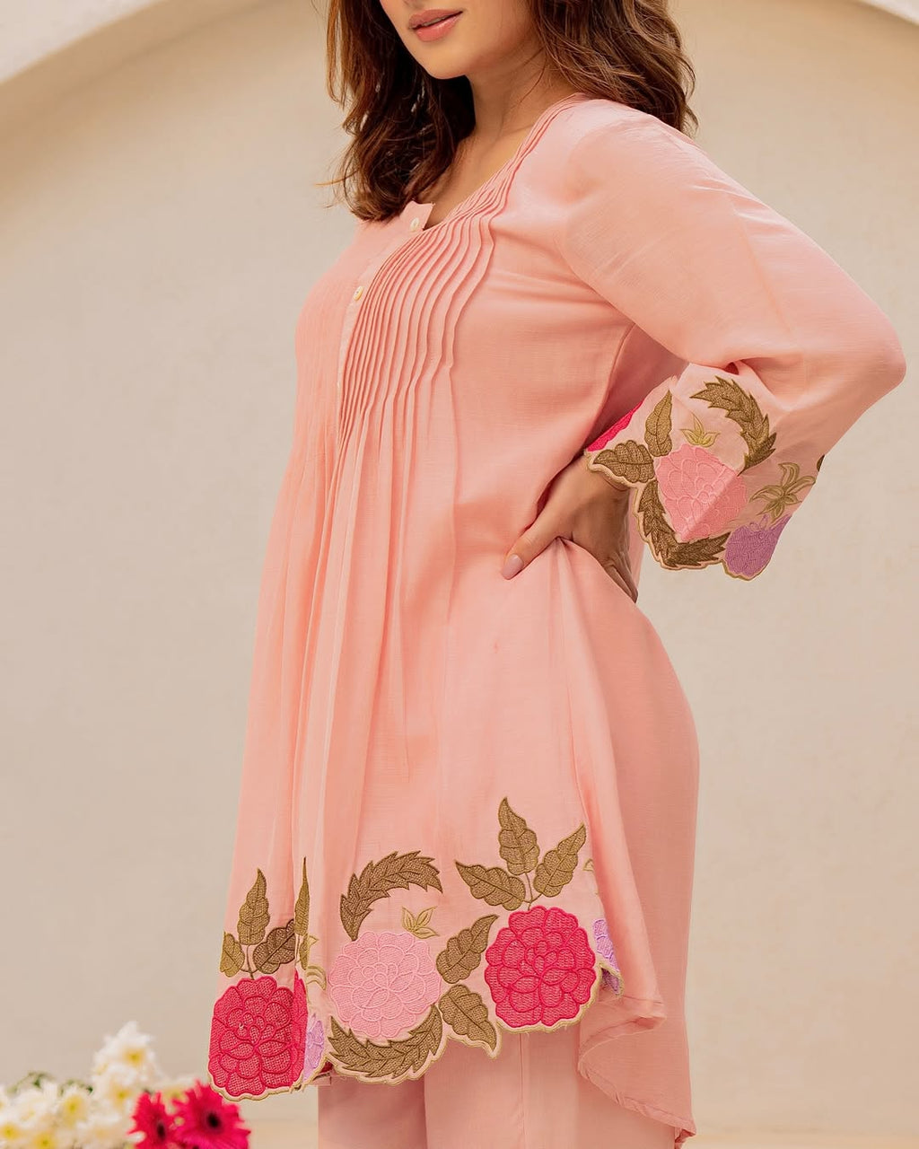 VERY BEAUTIFUL MUL CHANDERI EMBROIDERY CORD SET