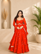 Neha Elegant Rust Orange Faux Georgette Anarkali Suit Set