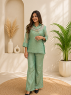 Elegant Sage Green Salsa Crushed Festive Co-Ord Set