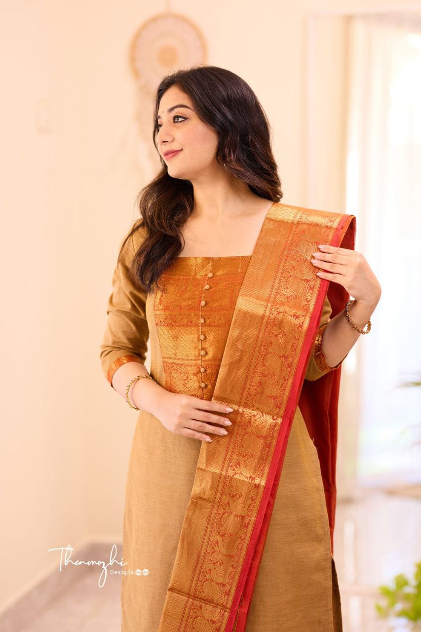 ATTRACTIVE PURE BANARASI SILK JEQUARD WEAVING SUIT SET