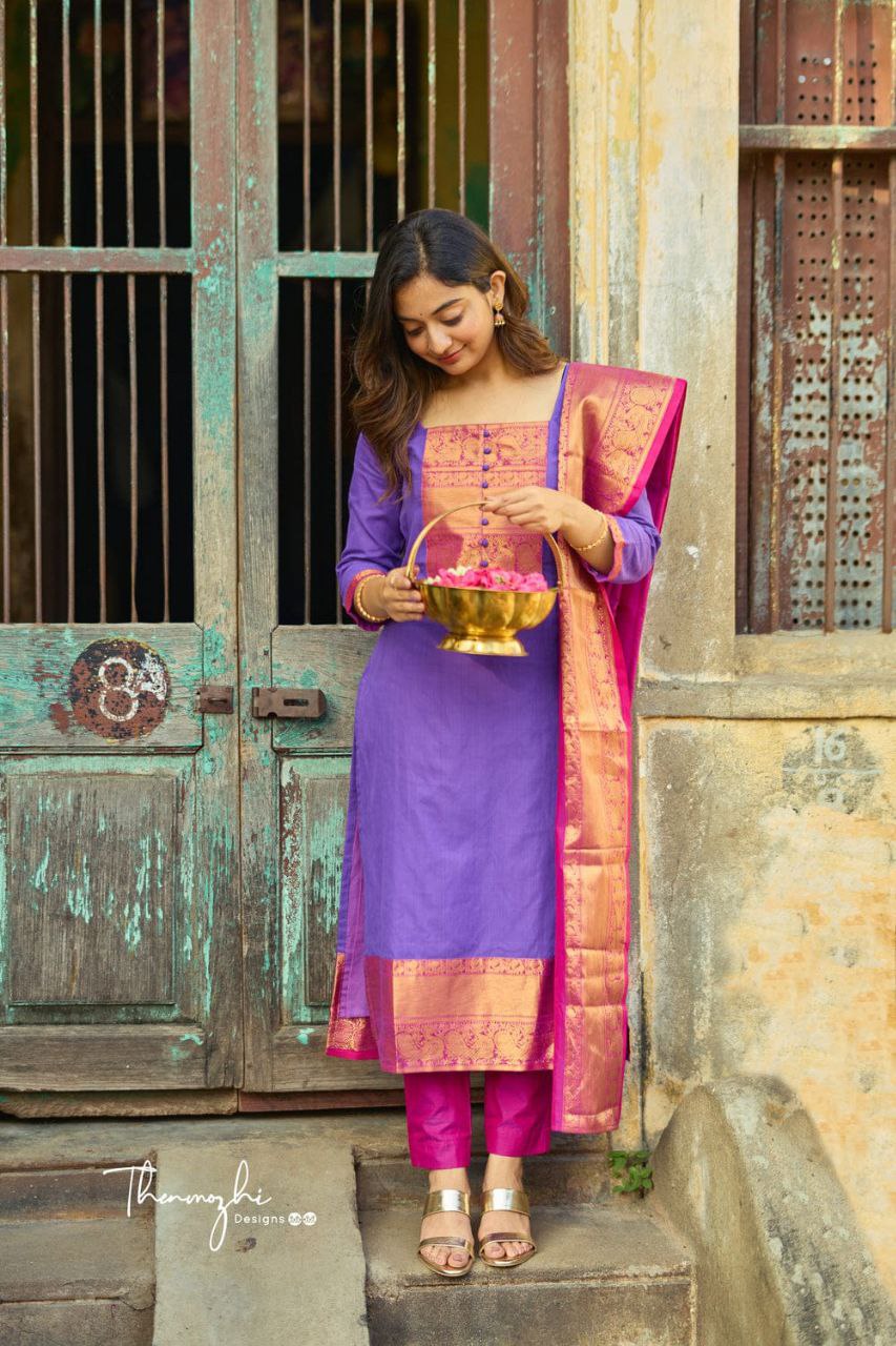 DESIGNER PURE BANARASI SILK JEQUARD WEAVING SUIT SET