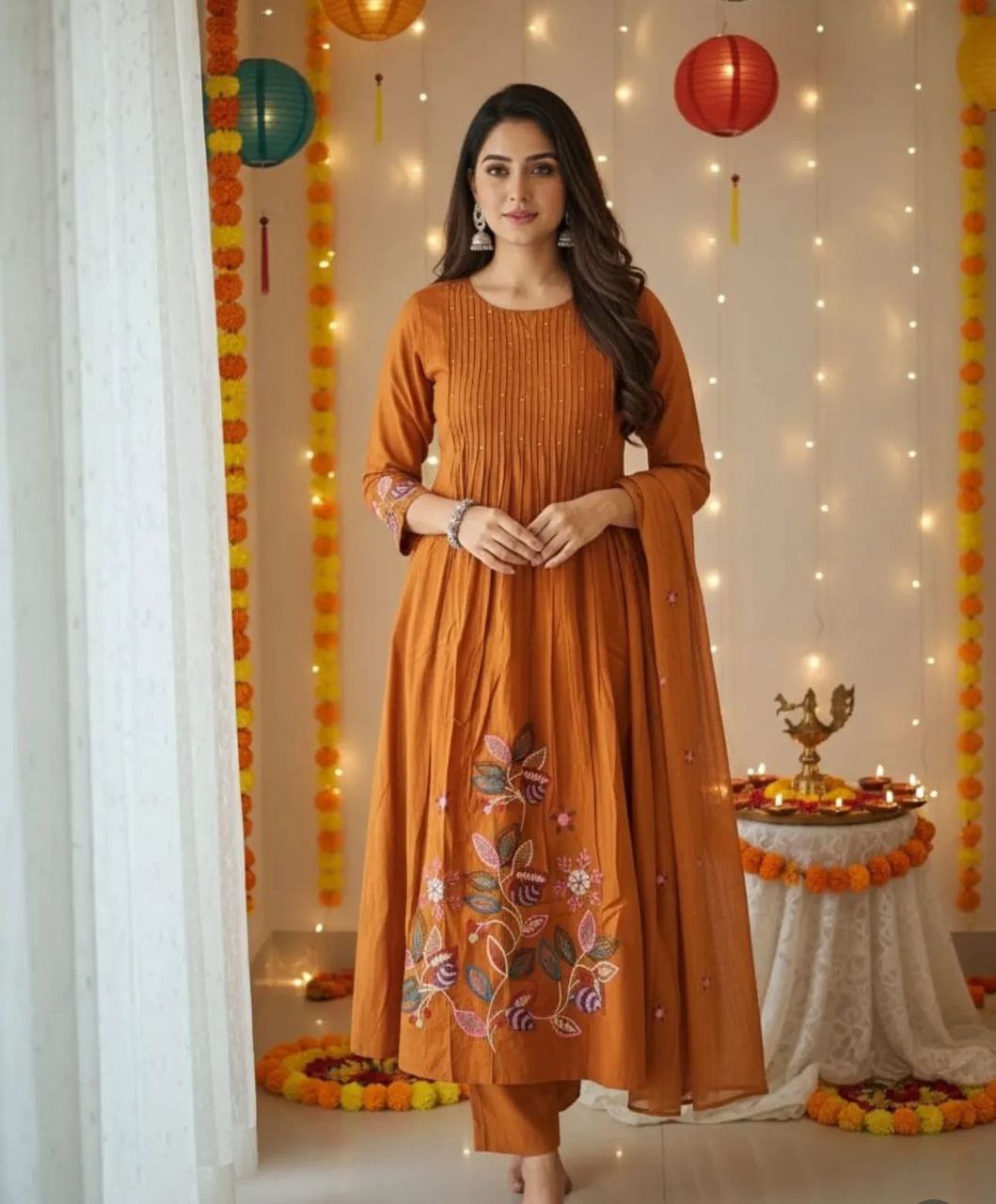 ATTRACTIVE PURE MUL COTTON EMBROIDERY SUIT SET