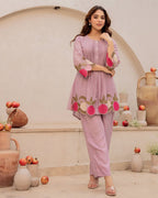 VERY BEAUTIFUL MUL CHANDERI EMBROIDERY CORD SET