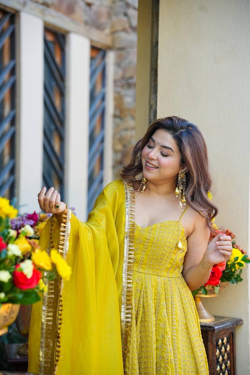 Designer Yellow Wedding Wear Suit Set with Dupatta