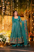 Designer Soft Crunchy Silk Embroidered Anarkali Suit Set