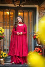 Pink Shades Lakhnavi Embroidered Work Anarkali Suit Set