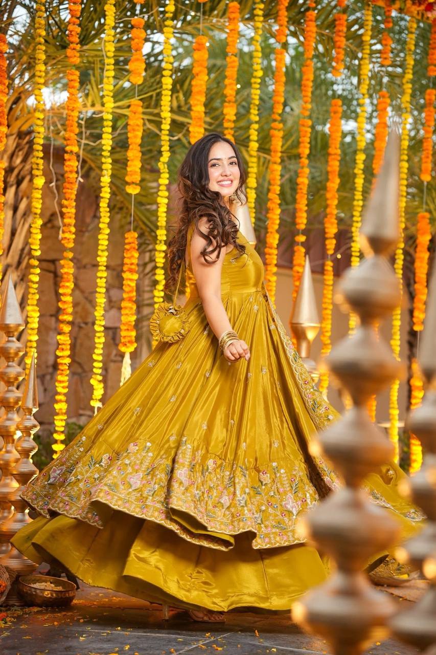 Designer Heavy Crepe Silk Anarkali Suit Set
