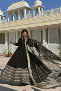 Black Embroidered Work Anarkali Suit Set  SET [3 PCS]