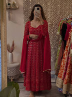 Lakhnavi Embroidered Work Anarkali Suit Set  SET [3 PCS]