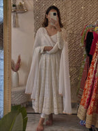 Lakhnavi Embroidered Work Anarkali Suit Set  SET [3 PCS]