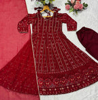 Lakhnavi Embroidered Work Anarkali Suit Set  SET [3 PCS]