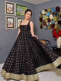 Very Attractive Black Silk Designer Anarkali Suit Set