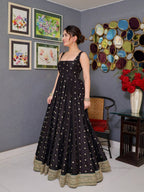 Very Attractive Black Silk Designer Anarkali Suit Set