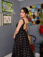 Very Attractive Black Silk Designer Anarkali Suit Set