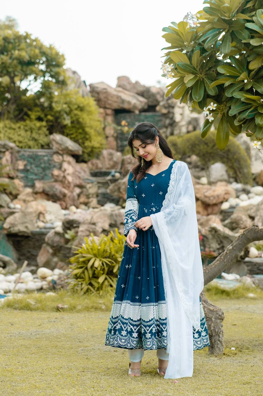 Luxury Designer Embroidery Anarkali Suit Set