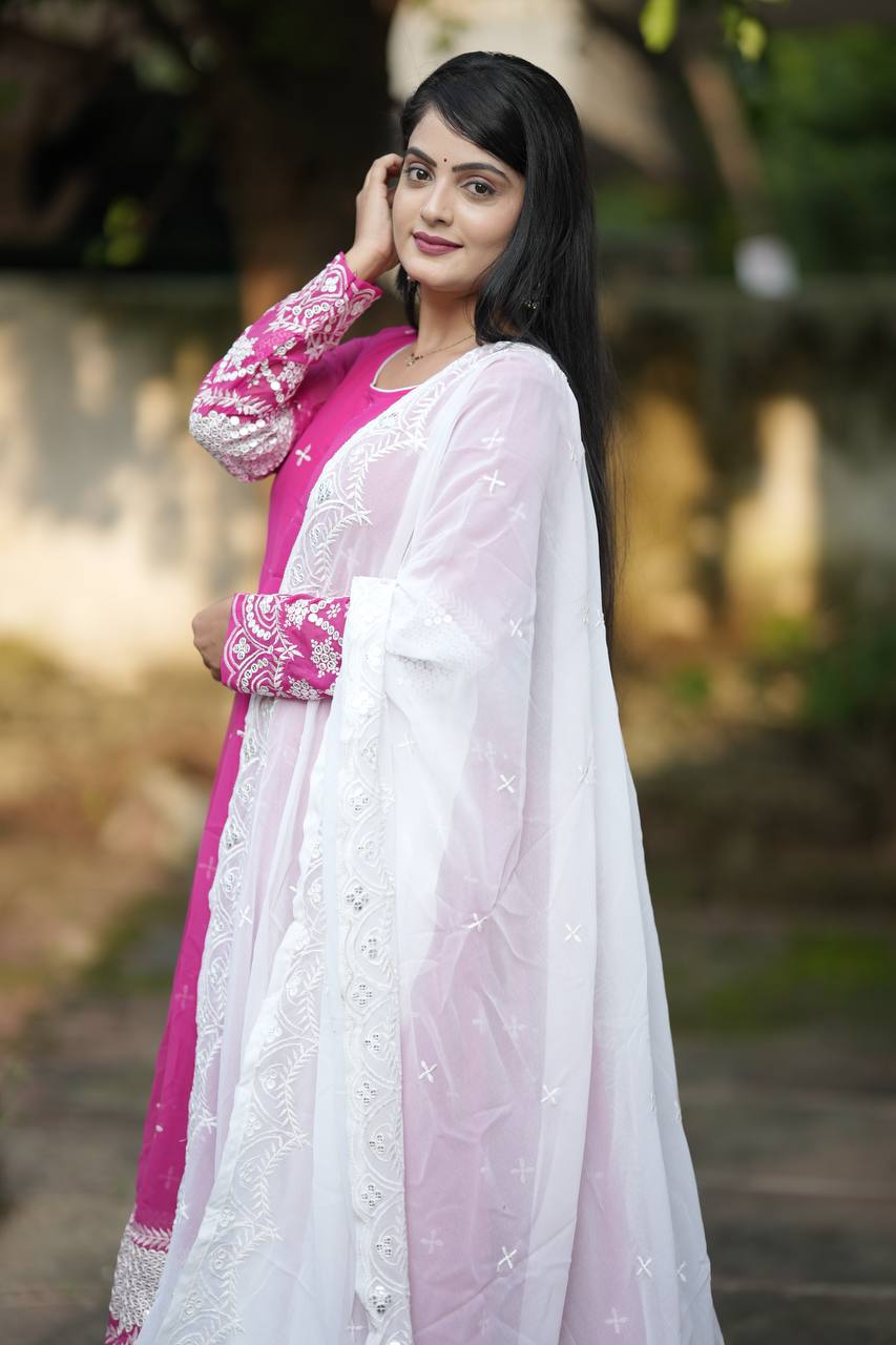 Luxury Designer Embroidery Anarkali Suit Set